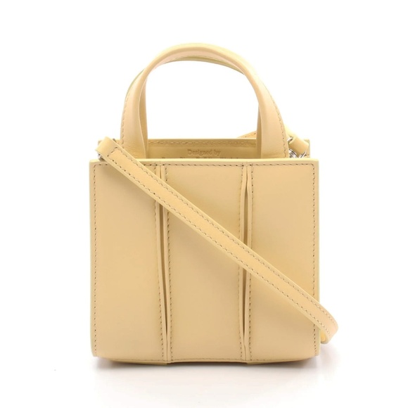 Max Mara Whitney Nano Bag Pastel Yellow Pleated Leather Mini Tote Crossbody - Picture 1 of 6